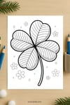 Four-Leaf Clover Coloring Page for Kids | Printable Lucky Leaf Art PDF | US Letter | TutuCards Nature & Seasons Series preview 4