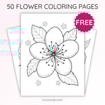 Cherry Blossom Flower Coloring Page | Printable Single Bloom Art PDF | US Letter | TutuCards Spring Nature Series preview 1