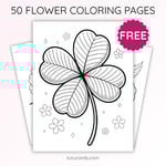 Four-Leaf Clover Coloring Page for Kids | Printable Lucky Leaf Art PDF | US Letter | TutuCards Nature & Seasons Series preview 1