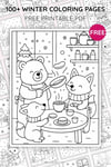 Winter Coloring Pages for Kids – Little Bear Making Pancakes (Free PDF Printables) preview 3