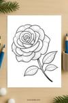 Rose Flower Coloring Page for Kids | Printable Floral Art PDF | US Letter | TutuCards Beautiful Flowers Series preview 4