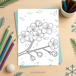 Cherry Blossom Coloring Page for Kids | Printable Spring Flower Art PDF | US Letter | TutuCards Nature Series preview 2