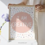 I Am Creative — Soft Colorful Dots Affirmation Poster for Kids, Gentle Minimalist Wall Art, Calming Classroom & Home Decor preview 3