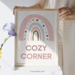 Cozy Corner Rainbow Poster — Soft Colorful Calm Wall Art for Kids, Gentle Minimalist Classroom & Home Decor, Mindfulness Space Print preview 3