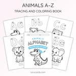 Animals Alphabet Tracing & Coloring Pages | A–Z Printable Worksheets | Kids Learning PDF preview 1