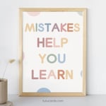 Mistakes Help You Learn — Pastel Growth Mindset Poster for Kids, Gentle Minimalist Classroom Decor, Calming Wall Art for Home & Homeschool preview 1