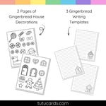 Build-a-Gingerbread House Craft | 4 Blank Houses + Decorations + Writing Templates preview 3
