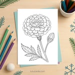 Carnation Flower Coloring Page for Kids | Printable Mother’s Day Art PDF | US Letter | TutuCards Nature & Holiday Series preview 2