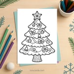 Christmas Tree Coloring Pages & Writing Templates | 6 Coloring Sheets + 5 Tree-Shaped Writing Papers | Printable PDF preview 4