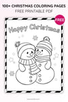 Christmas Coloring Pages for Kids – Two Snowmen Hugging Each Other (Free PDF Printables) preview 2