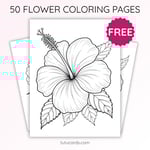 Hibiscus Flower Coloring Page for Kids | Printable PDF | US Letter | TutuCards Nature Series preview 1