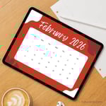Bold Red – February 2026 Calendar | Minimal Modern Printable preview 3