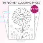 Daisy Flower Coloring Page for Kids | Printable Spring Art PDF | US Letter | TutuCards Nature Learning Series preview 1