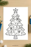 Christmas Tree Coloring Pages & Writing Templates | 6 Coloring Sheets + 5 Tree-Shaped Writing Papers | Printable PDF preview 5