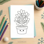 Round Jade Plant Coloring Page for Kids | Printable Art PDF| TutuCards Home & Garden Series preview 2