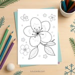 Peach Blossom Coloring Page for Kids | Printable Spring Flower Art PDF | US Letter | TutuCards Nature Learning Series preview 2