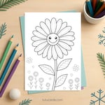 Daisy Flower Coloring Page for Kids | Printable Spring Art PDF | US Letter | TutuCards Nature Learning Series preview 2