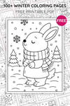 Winter Coloring Pages for Kids – Little Bunny in the Snow (Free PDF Printables) preview 3