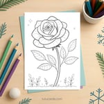 Rose Flower Coloring Page for Kids | Printable Floral Art PDF | US Letter | TutuCards Nature Learning Series preview 2