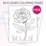 Rose Flower Coloring Page for Kids | Printable Floral Art PDF | US Letter | TutuCards Nature Learning Series preview 1