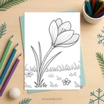 Crocus Flower Coloring Page for Kids | Printable Early Spring Art PDF | US Letter | TutuCards Nature Series preview 2