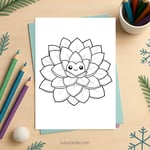 Chubby Echeveria Coloring Page for Kids | Printable Cute Succulent Art PDF | US Letter | TutuCards Home & Garden Series preview 2