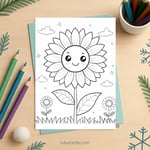 Printable Sunflower Coloring Sheet for Kids | Summer Nature Activity PDF | US Letter | TutuCards Floral Art Page preview 2