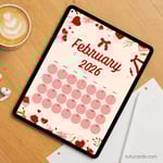 Orange Valentine Celebration – February 2026 Calendar | Hearts & Bows Theme preview 3