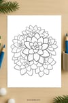 Little Sedum Cluster Coloring Page for Kids | Printable Cute Succulent Art PDF | US Letter | TutuCards Home & Nature Series preview 4