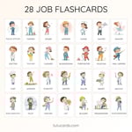 28 Cute Colorful Job Flashcards | Printable Occupation Cards | 3.5x5 inch | Kids Learning & Classroom Decor preview 2