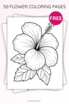 Tropical Hibiscus Coloring Page for Kids | Printable Flower Art PDF | US Letter | TutuCards Nature Learning Series preview 3