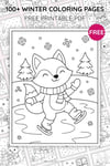Winter Coloring Pages for Kids – Little Fox Ice Skating (Free PDF Printables) preview 3