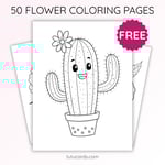 Cactus Coloring Page for Kids | Printable Cute Plant Art PDF | US Letter | TutuCards Home & Garden Series preview 1