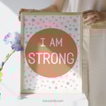 I Am Strong — Soft Colorful Dots Affirmation Poster for Kids, Gentle Minimalist Wall Art, Calming Classroom & Home Decor preview 3