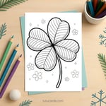 Four-Leaf Clover Coloring Page for Kids | Printable Lucky Leaf Art PDF | US Letter | TutuCards Nature & Seasons Series preview 2