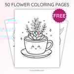 Mini Succulent in Cup Coloring Page for Kids | Printable Cute Plant Art PDF | US Letter | TutuCards Home & Garden Series preview 1
