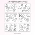 Alphabet Coloring Pages – Uppercase & Lowercase Letters A–Z with 5 Words and Pictures per Letter preview 4