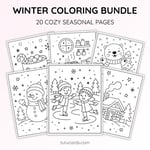 20 Winter Coloring Pages for Kids | Cute People, Animals & Cozy Winter Scenes | Printable PDF preview 1