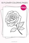 Rose Flower Coloring Page for Kids | Printable Floral Art PDF | US Letter | TutuCards Beautiful Flowers Series preview 3