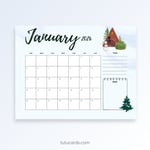 Cozy Blue Cabin – 2026 January Calendar preview 1