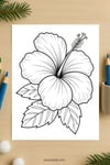 Tropical Hibiscus Coloring Page for Kids | Printable Flower Art PDF | US Letter | TutuCards Nature Learning Series preview 4