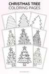 Christmas Tree Coloring Pages & Writing Templates | 6 Coloring Sheets + 5 Tree-Shaped Writing Papers | Printable PDF preview 6