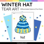 Winter Hat Tear Art Activity | Winter Craft | Fine Motor preview 1