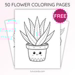 Cute Aloe Plant Coloring Page for Kids | Printable Houseplant Art PDF | US Letter | TutuCards Home & Nature Series preview 1