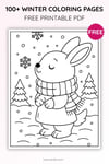 Winter Coloring Pages for Kids – Little Bunny in the Snow (Free PDF Printables) preview 2