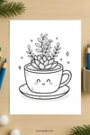Mini Succulent in Cup Coloring Page for Kids | Printable Cute Plant Art PDF | US Letter | TutuCards Home & Garden Series preview 4