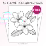 Plumeria Flower Coloring Page for Kids | Printable PDF | US Letter | TutuCards Nature Series preview 1
