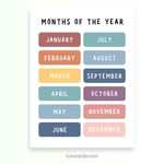 Months of the Year Poster — Colorful Minimalist Wall Art for Kids, Gentle Modern Classroom & Homeschool Decor preview 2