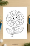 Marigold Flower Coloring Page for Kids | Printable Bloom Art PDF | US Letter | TutuCards Nature & Seasons Series preview 4
