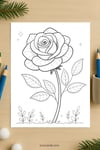 Rose Flower Coloring Page for Kids | Printable Floral Art PDF | US Letter | TutuCards Nature Learning Series preview 4